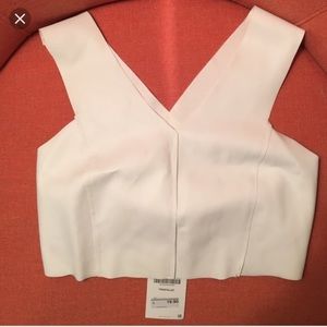 Zara white leather crop top